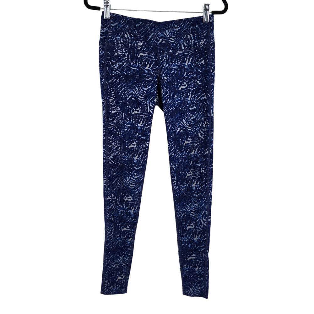 Athleta Women's Blue and White Zebra Chaturanga Workout Leggings Size XS